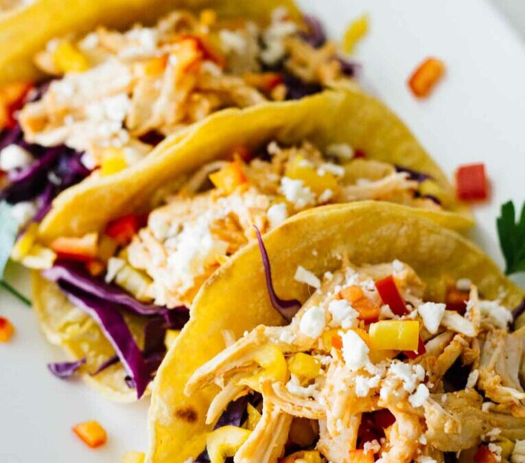 Healthy Shredded Chicken Tacos with Chucky Habanero Hot Sauce